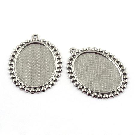 Tarnish Resistant Pendant Cabochon Settings STAS-Q194-17-1
