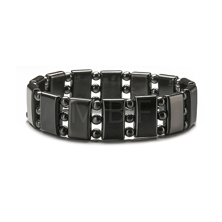 Non-magnetic Synthetic Hematite Beaded Stretch Bracelets for Men FS-WG73B41-01-1