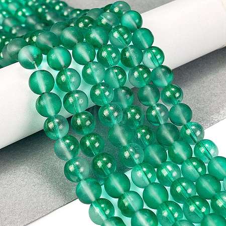 Frosted Transparent Glass Bead Strands GLAA-P065-8mm-14-1