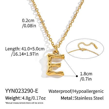 304 Stainless Steel Bamboo Initial Pendant Necklaces for Men Women WM4386-3-1