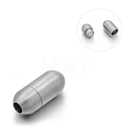 Tarnish Resistant Matte 304 Stainless Steel Barrel Magnetic Clasps with Glue-in Ends STAS-E089-06A-1