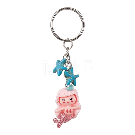 Mermaid Opaque Resin Pendant Keychain KEYC-JKC00624-04-1
