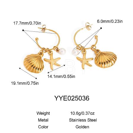 Summer Shell Starfish Stainless Steel Stud Earrings ME5016-4-1
