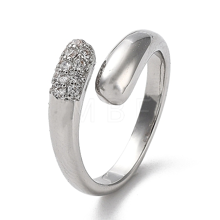 Rack Plating Brass Micro Pave Cubic Zirconia Open Cuff Rings RJEW-Q777-12P-1