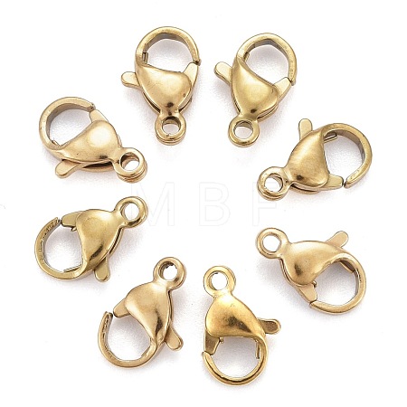Ion Plating(IP) 304 Stainless Steel Lobster Claw Clasps X-STAS-H353-B-02G-1