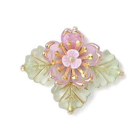 Brass Glass Seed Beaded Flower Pendants PALLOY-MZ01118-03-1
