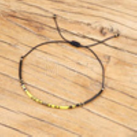 Glass Seed Bead & Brass Beads Braided Bead Bracelets DN7450-5-1