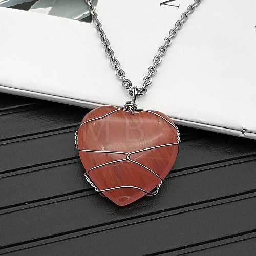 Watermelon Stone Glass Pendant Necklaces CY8832-13-1