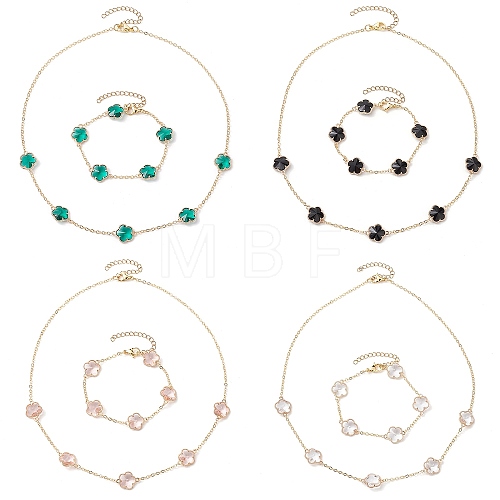 Brass Cable Chains Necklace and Bracelet Sets SJEW-JS01312-1