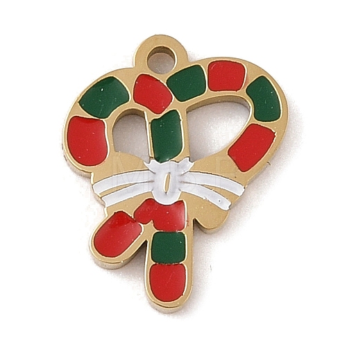 Christmas Theme Ion Plating(IP) 304 Stainless Steel Enamel Charms STAS-Z083-08G-08-1