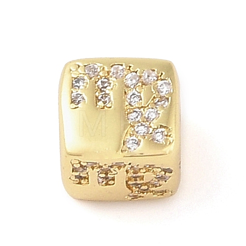 Brass Micro Pave Clear Cubic Zirconia European Beads KK-K368-01G-06-1