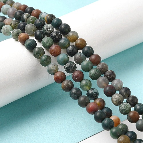 Natural Indian Agate Beads Strands G-Q462-6mm-08-1