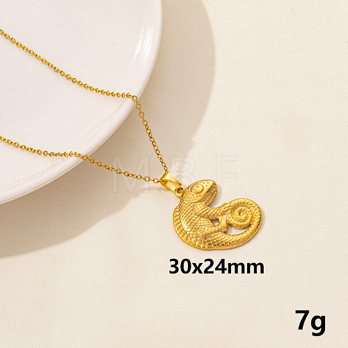 Stainless Steel Insect Gecko Pendant Necklace Unisex Jewelry TG2584-8-1