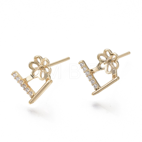 Brass Micro Pave Cubic Zirconia Earring Findings KK-S356-049G-NF-1