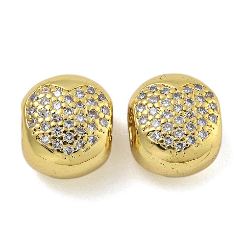 Rack Plating Brass Micro Pave Cubic Zirconia Beads KK-I718-43G-1