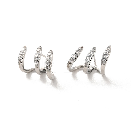 Clear Cubic Zirconia Claw Stud Earrings EJEW-K093-14P-1