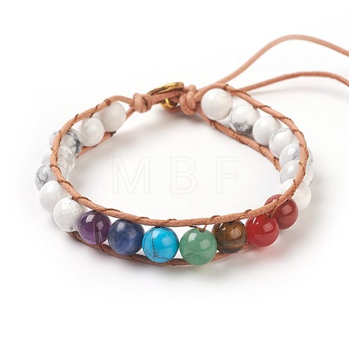 Natural Howlite Cord Beaded Bracelets BJEW-E351-02A-1