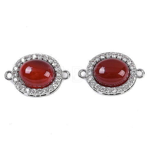 Natural Carnelian(Dyed & Heated) Oval Connector Charms KK-U043-50P-01-1