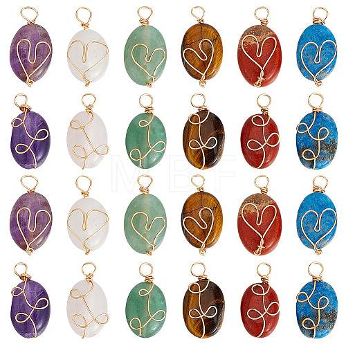 HOBBIESAY 4 Sets 2 Styles Natural Mixed Gemstone Pendants G-HY0001-61-1