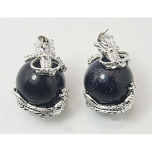 Synthetic Blue Goldstone Pendants G-H1527-2-1