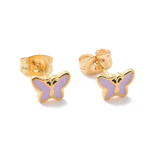 Enamel Butterfly Stud Earrings with 316L Surgical Stainless Steel Pins EJEW-P204-04G-05-1