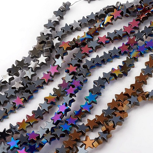 Electroplated Non-magnetic Synthetic Hematite Beads Strands G-P408-B-1