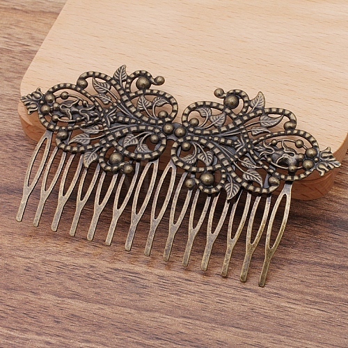 Flower Brass Hair Comb Findings PW-WG1405E-01-1