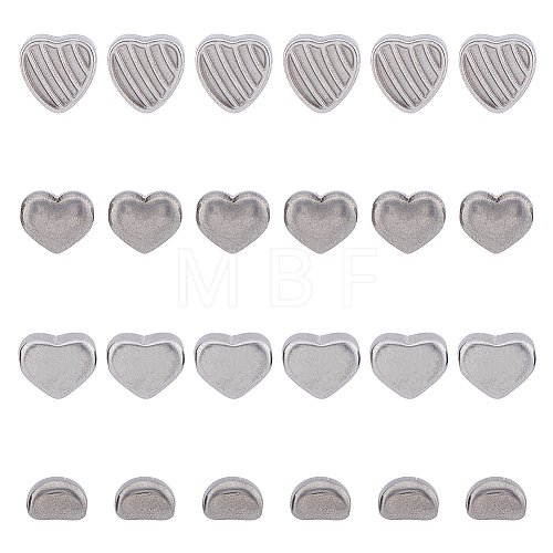 24Pcs 4 Style 304 Stainless Steel Beads STAS-DC0014-50-1