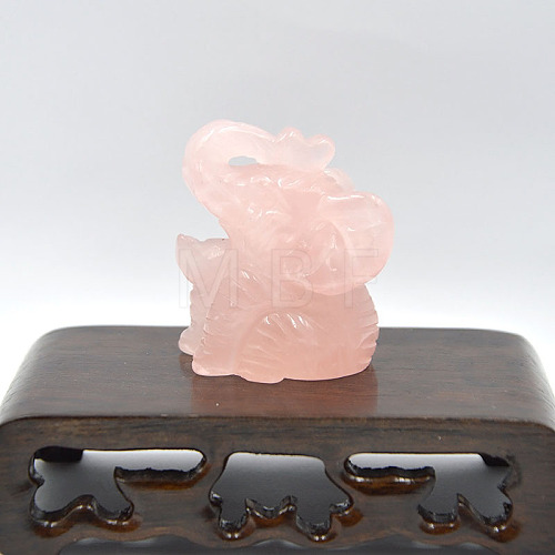 Natural Rose Quartz Carved Healing Elephant Figurines ELEP-PW0001-55B-1