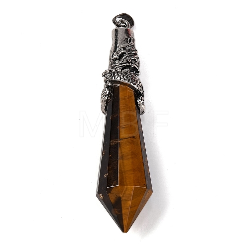 Natural Tiger Eye Pointed Big Pendants G-Q184-02L-AS-1