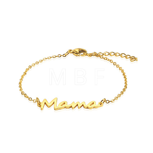 Simple Stainless Steel Mama Link Chain Bracelets for Mother's Day QW8429-11-1