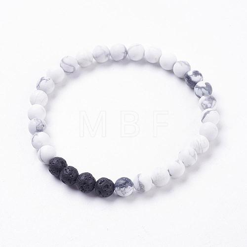 Frosted Natural Howlite Stretch Bracelets BJEW-JB03361-02-1