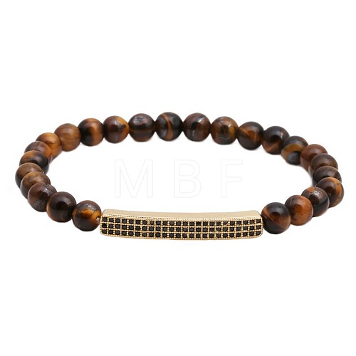 6MM Natural Tiger Eye Beaded Bracelets PY2315-1-1