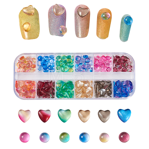 Craftdady 240Pcs 12 Color Transparent Glass Cabochons GGLA-CD0001-10-1