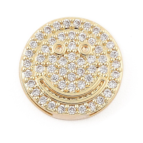 Brass Micro Pave Cubic Zirconia Slide Charms ZIRC-I068-28G-1