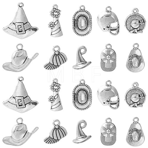 100Pcs 10 Styles Tibetan Style Alloy Pendants TIBEP-CJ0003-09-1