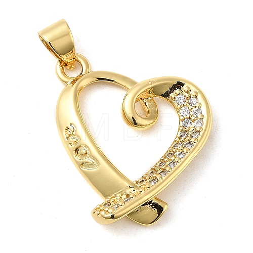 Rack Plating Brass Micro Pave Cubic Zirconia Pendants KK-P241-02G-1