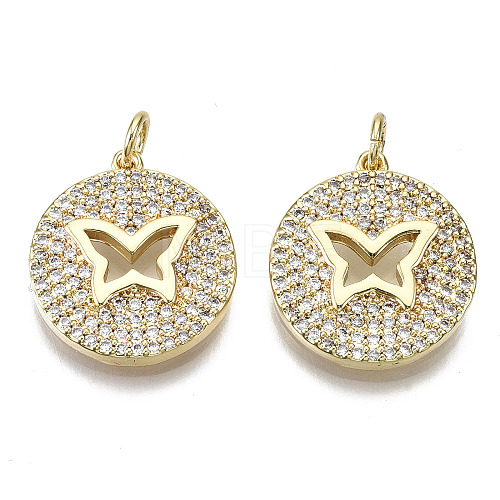 Brass Micro Pave Clear Cubic Zirconia Pendants ZIRC-S067-100-NF-1