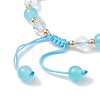 Flower Glass & Acrylic Braided Bead Adjustable Bracelets for Women BJEW-JB10446-01-4