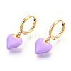 Enamel Heart Dangle Hoop Earrings EJEW-T018-01C-2