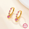 Real 18K Gold Plated 925 Sterling Silver Dangle Hoop Earrings BK3514-3-2