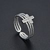 Cross Brass Micro Pave Clear Cubic Zirconia Cuff Rings FS-WGDE646-01-1