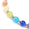 Natural Agate & Cat Eye Round Beaded Stretch Bracelet BJEW-JB08365-04-4