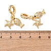 Ocean Brass Micro Pave Clear Cubic Zirconia European Dangle Charms KK-H278-03G-07-3