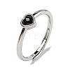 Heart Natural Dyed & Heated Black Agate Adjustable Rings RJEW-Q818-02P-05-2