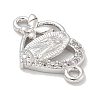 Rack Plating Brass Micro Pave Clear Cubic Zirconia Religion Heart Virgin Mary Connector Charms KK-L224-099P-01-2