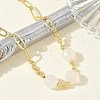 Natural White Agate Faceted Flat Round Beaded Brass Paperclip Chain Bracelets GG-CBA37F5-02G-03-3