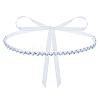 1Pc Rhinestone and White Imitation Pearl Leaf Polyester Belts for Dress AJEW-FG0005-76-1