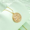 Brass Micro Pave Clear Cubic Zirconia Flat Round with Snake Pendant Necklaces NJEW-S438-02A-G-3