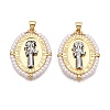 Brass with ABS Imitation Pearl Pendants KK-T070-16G-04-1